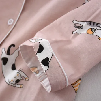 Novih bombaž dolgo sleeved mačka design ženske pižame nastavite srčkan risanka pižamo Japonski preprost dolgo pižamo ženske doma storitve