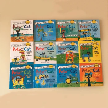 Naključno 4 Knjige 13x13cm slikanic Za Otroke, Otrok, Dojenček angleški Pete Mačka Serije Storybook Otrok IQ EQ Usposabljanje Spanjem Zgodba