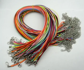 Debelo 1,5 mm barva Vosek Usnje kabel ogrlica vrv 45 cm Jastog z zaponko dobre kakovosti usnja ogrlica vrv 100 kozarcev