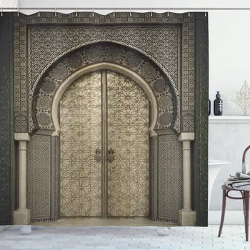 Maroški Tuš Zaveso Stare Gate Geometrijski Vzorec Vrata Design Vhod Arhitekturne Orientalski Slog Kopalnica Zavese