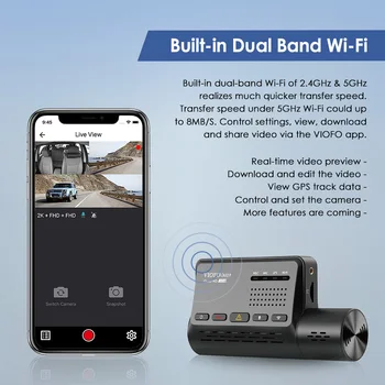 VIOFO A139 Avto DVR Dash Cam Dual Channel z GPS Vgrajen Wifi zvočna Obvestila Pogled od Zadaj Kamero, Video Snemalnik 24H Parkirišče