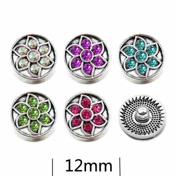 Debelo Zamenljivi Cvet 031 Okrasnih Kovinskih Snap Gumbi Fit 12 mm Pripni gumb zapestnice, Uhani, ogrlica Za ženske