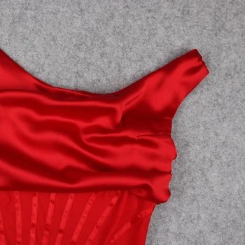 DEIVE TEGER Nov Modni Rdeči Asimetrične Zavesa Midi Korzet Obleko Žensk Stranka Božič Vestido Obleke 9025