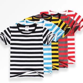 Črno-Bele Proge, Fantje T Shirt 2020 Poletje Bombaž Dekliška Oblačila Kratek Rokav O Ovratnik Malčka Otroci Vrh Tee za Otroke