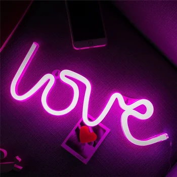 Ustvarjalne LED Neon Luči Znamenju LJUBEZNI SRCE svate, Dekoracijo Neonske Svetilke valentinovo, Obletnico Doma Dekor Nočna Lučka za Darilo
