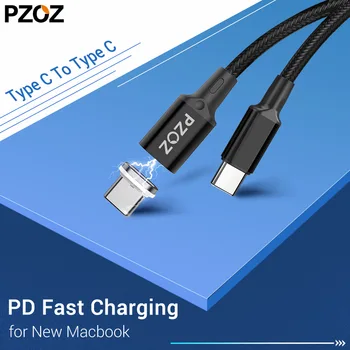 PZOZ Tip C do USB C Magnetno Kabel usb Za Novi MacBook Pro Huawei Matebook 100W PD Hitro Magnet Polnilnik USB-C Hitro Polnilnik Kabli