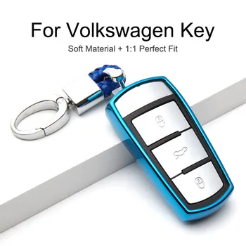 KUKAKEY TPU Tipko Pokrov zaščitni Primeru Za Volkswagen VW B6 B7 Passat 3C CC Maogotan Auto Tipko Kože Lupini Vrečko Avto Keychain Keyring