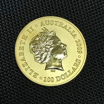 2 Kos nemagnetni Avstralski Kangroo 2009 značko 24K pravi pozlačeni 1 OZ 32.6 mm Elizabeth zbirateljske sourvenir umetnosti Kovanec