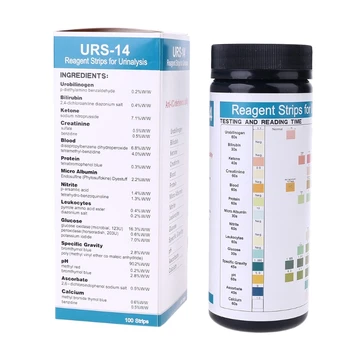 URS-14 100strips Urina Reagenta Test Papir 14 Parametrov Urinski Test Trakovi Levkociti Nitrit Urobilinogen Beljakovin pH