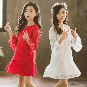 Otroci Obleke Za Dekleta Jeseni Novo Čipke Dolgi rokav Obleke Pomlad Naguban Princesa Obleko otroški Kostum Dekle Obleko