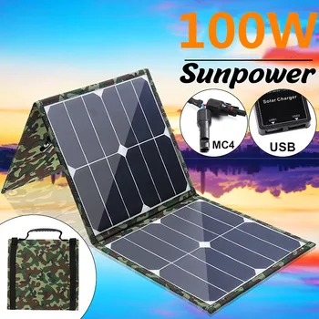 100W Zložljive Sončne celice, 5V/18V Sonce Moč Dual USB Solarni Polnilnik Waterprrof Sončne Baterije, Polnilnike Polnjenje za Pohodništvo na Prostem