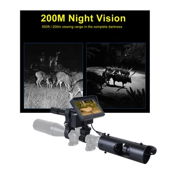 Lov Riflescope Night Vision IR Optike Pogled Področje uporabe Fotoaparata z 850nm Ir LED Zaslon Taktično DIY Night Vision Naprave