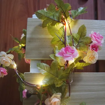 Lep rose cvet garland z Bakrom LED pravljice niz za svetlobo,2,5 M 30 niz led lučka za baterije AA, cvetlični led trak svetlobe