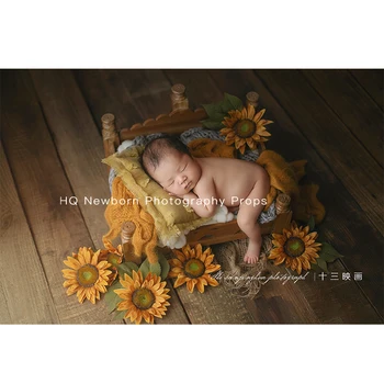 Novorojenček Fotografija Letnik Lučka Baby Foto Phooting Prop Umetne rože Oporniki Studio Pribor Retro Mini Majhen Dekoracijo