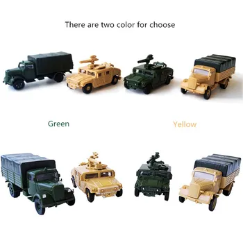 Vroče Prodaje 4Pcs/Set 4D Sestavljeni Vojaškega Vozila Model Raket Hummer Tovornjak Brez Lepila Sklop 1:72 Tovornjak Otrok Igrača Fant Darilo