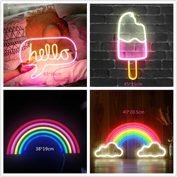 32 Vrst LED Neon Luči Prijavite Steni Visi Kul Luči Umetnosti Steno Bar Doma Božič Poslovnih Besede Dekor Neonske Znaki USB Pogon