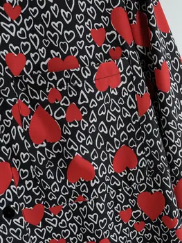 Ženske Bluze Jeseni Leta 2020 Rdeče Srce, Ki Tiskanja Dolg Rokav Gumb Gor Majico Korejski Korejski Modnih Oblačil Priložnostne Streetswear Ženske Vrhovi