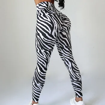 NORMOV Seksi Ženske Fitnes Dokolenke Visoko Pasu Zebra Stripes, Visoka Elastičnost Tiskanje Legging Ženski Slim Vaja Leggins Femme