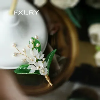 FXLRY Original Ročno izdelanih Naravnih Sladkovodnih Biserov Vintage Moda šmarnica Cvetje Broška Pulover Plašč Pin