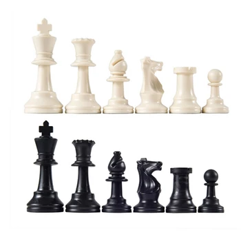 32pcs Plastičnih Šahovske Figure, Skupaj Chessmen Mednarodnih Besedo Šahovska garnitura Black & White figuro Zabava Accessori