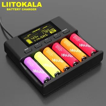 LiitoKala Lii-S6 Polnilec za baterije 6-Reža za Auto-Polarnosti Odkrivanje Za 3,7 V 18650 26650 21700 32650 1,2 V AA AAA baterije