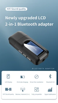 Bluetooth 5.0 Avdio Sprejemnik Oddajnik z 3,5 mm LCD Zaslon 3.5 Stereo AUX USB Bluetooth Adapter za Avto PC TV Slušalke