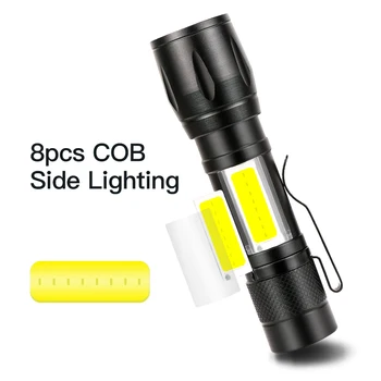 YAGE Mini Prenosni Aluminijasta Svetilka Zoomable LED Svetilko, Baklo Luči za COB Baterija za Polnjenje USB 3 Način Noč Svetlobe