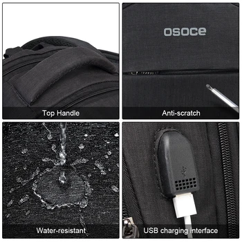 OSOCE Laptop Torba, Nahrbtnik, 15.6 Inch pri Polnjenju USB Port Priključek za Slušalke Nepremočljiva Poslovnih Nazaj Paketi Vrečke