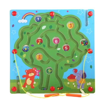 Velika Velikost Živali Kocka Labirint Uganke Igrače Lesa Čarobno Skladbo Igre Magnet Za Otroke Montessori Izobraževanje Bilance Magnetni Labirint