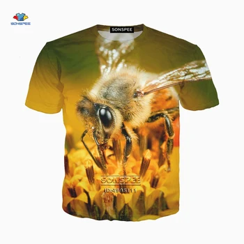 Smešno Živali Honey Bee Cvetje 3D Tiskanja Moške Majice s kratkimi rokavi Ženske Poletne Majice Harajuku Priložnostne Hip Hop Modo Prevelik majica s kratkimi rokavi