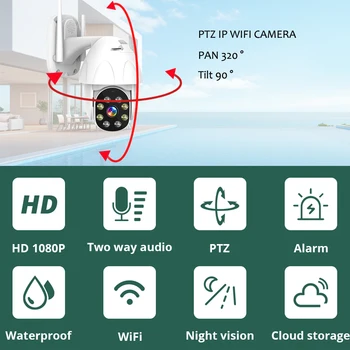 2MP IP Kamera, Wifi, Avdio Speed Dome PTZ Varnostne Kamere IR Nočno Vizijo P2P Brezžični CCTV Camara z reža za Kartico SD