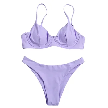 Poletje ženske barva split kopalke vijolično udobno sveže modne seksi kopalke plažo zbrali bikini 02*
