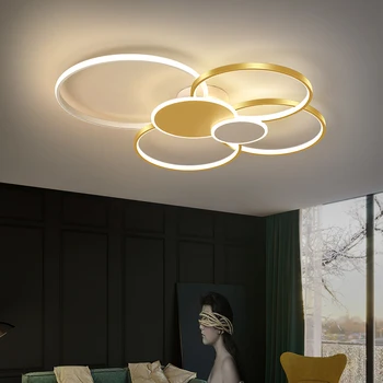 V novi, moderni LED stropne luči Črna/Bela/Zlata Okvir plafon led stropna svetilka Za Spalnice, dnevna soba led stropna luč AC110-220V