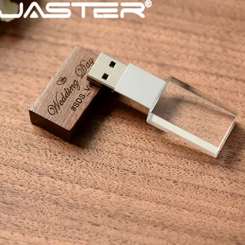 JASTER(nad 1PCS brezplačno LOGOTIP) Les s kristalno USB flash drive ustvarjalne pendrive 8GB 16GB 32GB 64GB pomnilnika memory stick