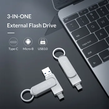 ORICO ključek USB 3-V-1 Tip-C USB3.0 Micro-B 32GB 64GB USB3.0 Bliskovni Pomnilnik USB Flash OTG U Disk Za Telefon/Tablični/PC
