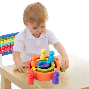 Otrok Mavrica Igrača Ustvarjalna Lesa Mavrica Zložene Bilance Bloki Otroška Igrača Montessori Izobraževalne Igrače Za N06 20 Dropshipping
