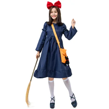 Japonske Ženske Kiki ' s Delivery Service Cosplay Kostum Obleko Čarovnice Halloween Kostumi za Ženske Fancy Odraslo Žensko Obleko 4PCS/SET