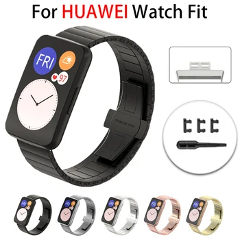Pazi Band za Huawei Watch Fit Nerjavečega Jekla Pašček, Kovinska Zapestnica za Huwei Fit Watch Prilagodljivo Nastavljivim Sponke z Orodji,
