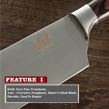 XYj 7CR17 iz Nerjavnega Jekla Kuhinjski Nož 7 palčni Kabelski Nož Barvo Lesa Ročaj Cleaver Nož Za Kuhanje Orodje 8