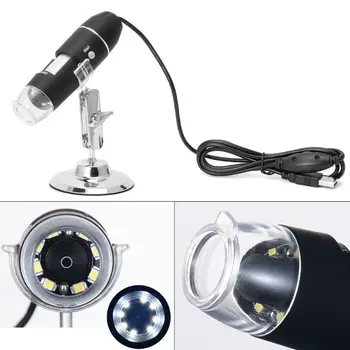 1600X USB Digitalni Mikroskop Fotoaparat Endoskop 8LED Lupo z Držite Stojalo