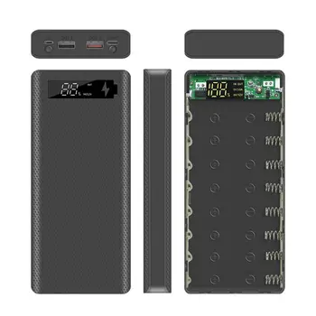 QC3.0 PD LCD-Zaslon DIY 8x18650 Baterije Primeru Power Shell Banke Prenosni Zunanje Polje brez Baterije Powerbank Zaščitnik