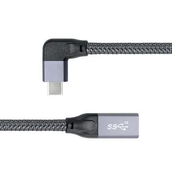 USB-C USB 3.1 Tip C Moški Levo, Desno, Poševno, da USB-C USB 3.1 Tip C Ženski Razširitev Podatkovnega Kabla z Sleeve za Prenosni računalnik