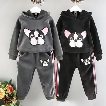 Otroška oblačila 2019 jeseni in pozimi slog malčke baby otroci kompleti oblačil dekleta risanka plašč in hlače dveh kosov jakne