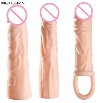 Zerosky TPE Večkratno uporabo Kondomov Podaljša Mehko Dick Petelin Obroč Moški Penis Razširitev Rokavi Dildo Sex Igrače za Moškega Spola Igre
