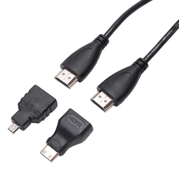 3 v 1 HDMI za Mini & Micro HDMI V1.4 Pretvornik Kabel Črna, 0,5 M