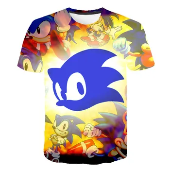 2021 ETST WENDY Otrok rdeče Fant Sonic Hedgehog Risanka Majica 3d Natisnjeni t-shirt Priložnostne Vrhovi Srčkan Otroci Oblačila 4-14T