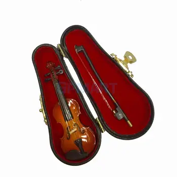 1/12 Obsega Lutke Mini Glasbeni Instrument, Lesene Violino z Box za 12. Glasba Soba Dekoracijo Dodatki