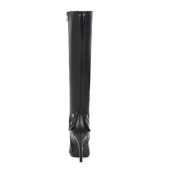 MORAZORA 2020 pozimi priljubljeno mehko usnje, kolena visoki škornji seksi stiletto visokih petah konicami prstov plesne čevlje ženska črna