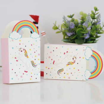 50pcs Rainbow Unicorn Papir bonboniera Poročno Dekoracijo Občutljivo Bonbone, Škatle Darilna Zdravljenje Škatle svate Korist