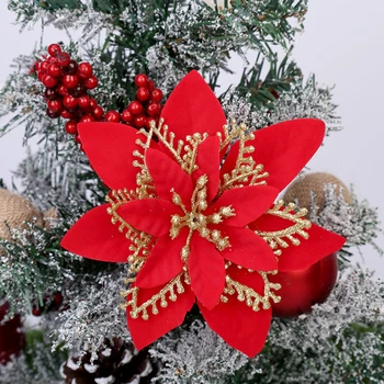 2021 Novo Leto Darilo Bleščice Umetno Božično Cvetje, Drevo Okraski Vesel Božič Dekor za Dom Xmas Tree Okraski 10pcs